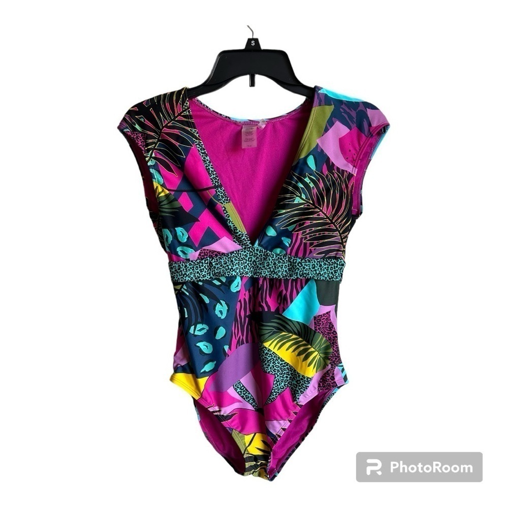 Bleu Rod Beattie jungle book floral cap sleeve one piece swimsuit 8 - Picture 3 of 9